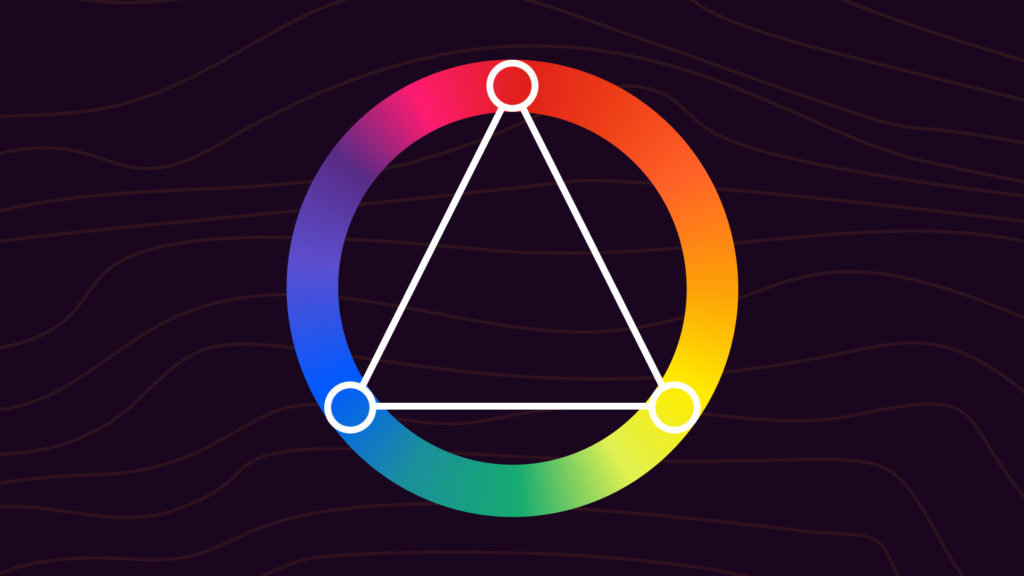 Example of triadic colors on the color wheel
