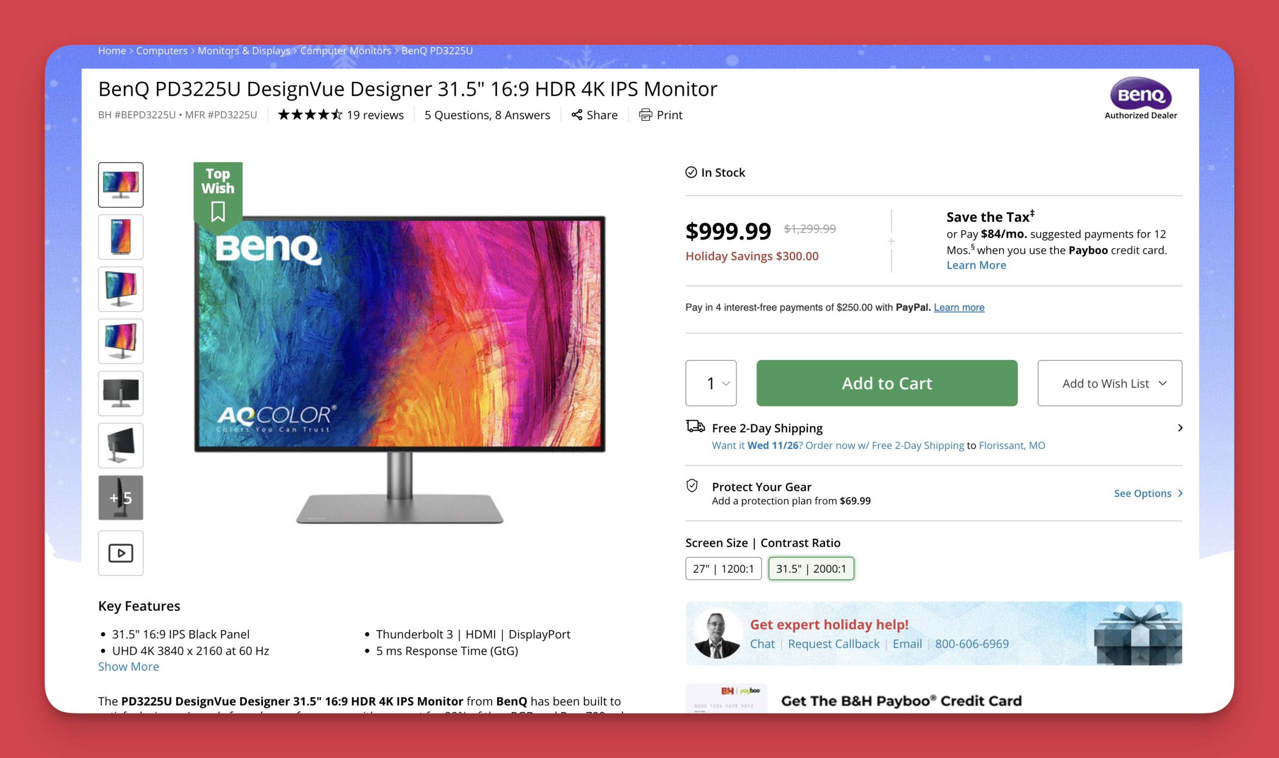 BenQ PD3225U 32" 4K Designer Monitor